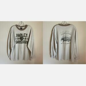 Harley-Davidson Cream/Army Green Zylstra Minnesota Long Sleeve Tee Size Large
